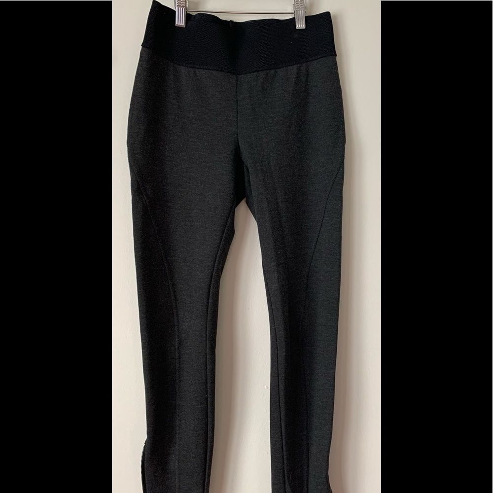 Loft Ann Tailor Dark Gray Pants/Leggings, Elastic Waistband, Ankle Zippers, XS